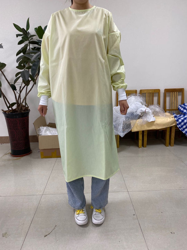 Isolation Gown Disposable Protective Suit Cotton Blend Easy Access Hospital Patient Gown Blue