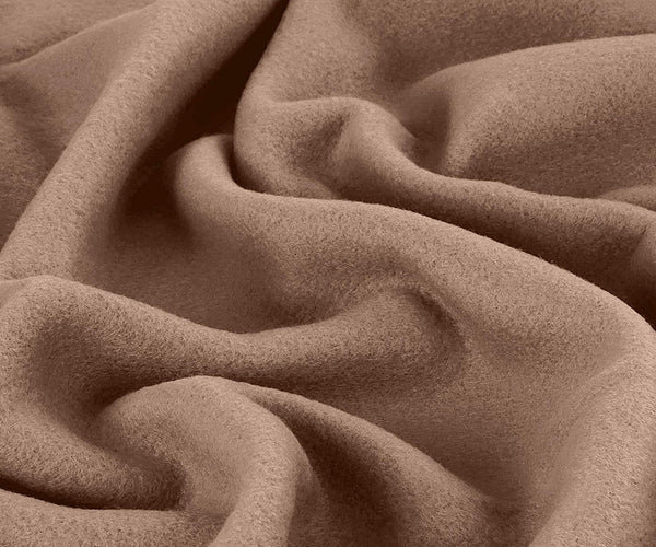 Polar-Fleece Double Thermal Blanket Tan- Extra Soft Brush Fabric, Super Warm, Lightweight & Easy Care, Couch (Camelot)