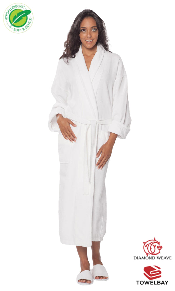 Velour White Kimono Style Bath Robe