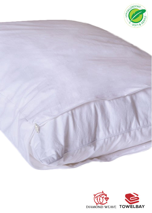 White Standard Pillow Protector Zippered T200 (21" X 27")
