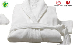 Velour White Kimono Style Bath Robe