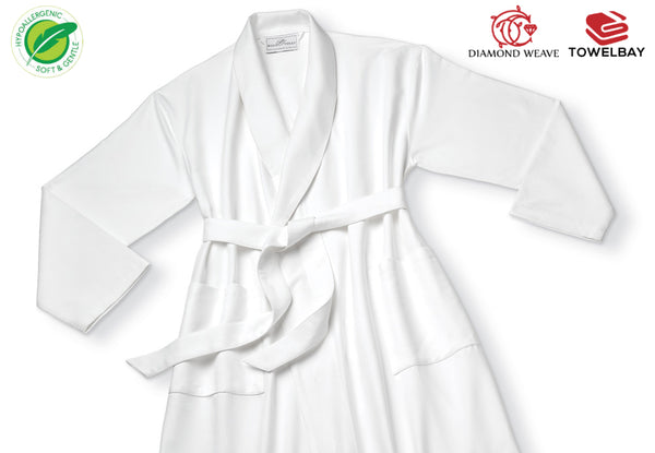 Velour White Kimono Style Bath Robe