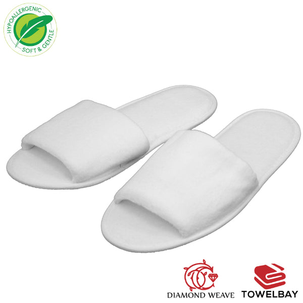 Velour White O - Toe Slippers