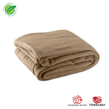Load image into Gallery viewer, Polar-Fleece Queen Thermal Blanket Tan- Extra Soft Brush Fabric, Super Warm, Lightweight &amp; Easy Care, Couch (Camelot)