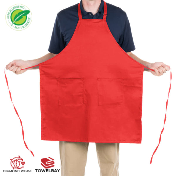 Bib Aprons - with No Pocket in Various Colors - Spun Polyester