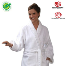 Load image into Gallery viewer, Velour White Kimono Style Bath Robe